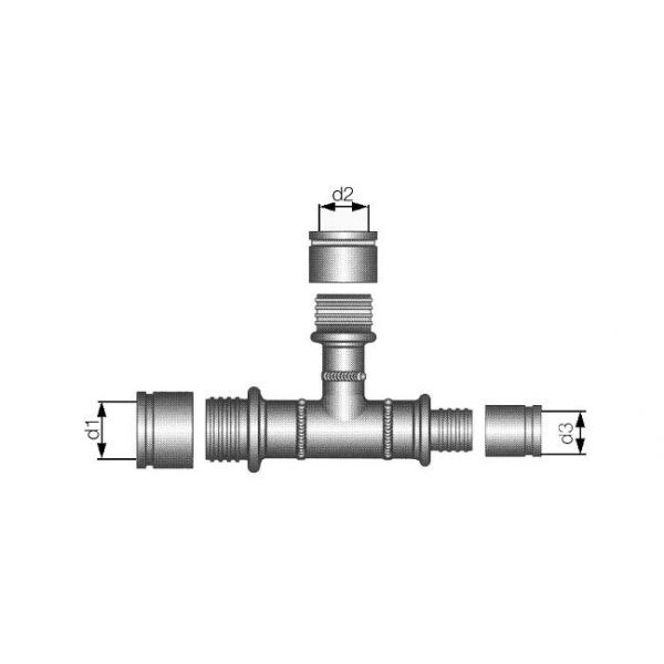 Тройник в комплекте с монтажными гильзами Rehau Rauthermex 110-25-90