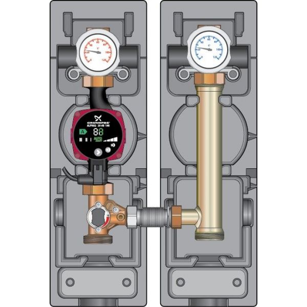 Насосная группа Meibes V-MK 1" с насосом Grundfos Alpha2 L 25-60