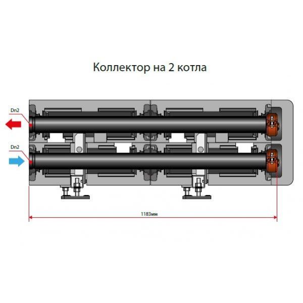 Коллектор Meibes каскадной системы на 2 котла Dn 65, до 330 кВт