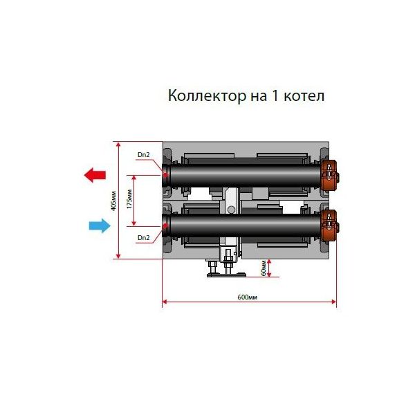 Коллектор Meibes каскадной системы на 1 котел Dn 80, до 440 кВт