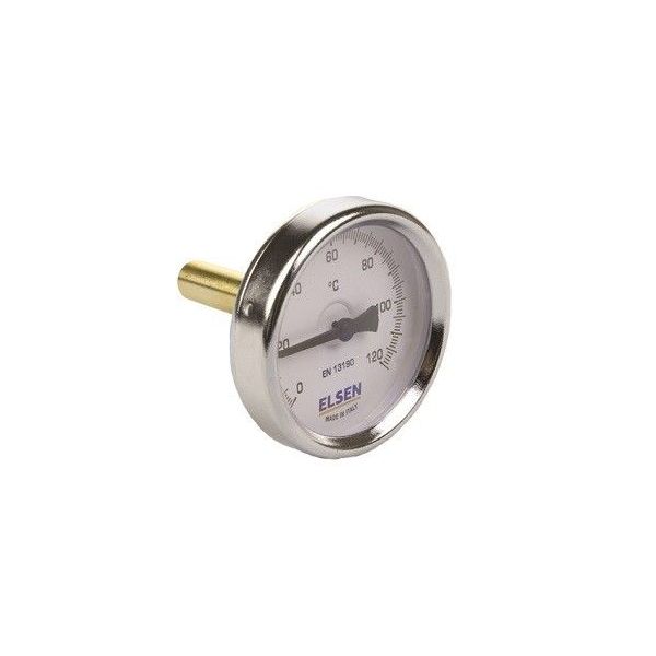 Термометр биметаллический Elsen, ?-63, 1/2", В, осевой, шток-50 мм, D штока 9 мм