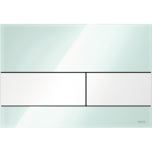 TECE Панель смыва унитаза TECEsquare, стекло зеленое, клавиши белые, система двойного смыва