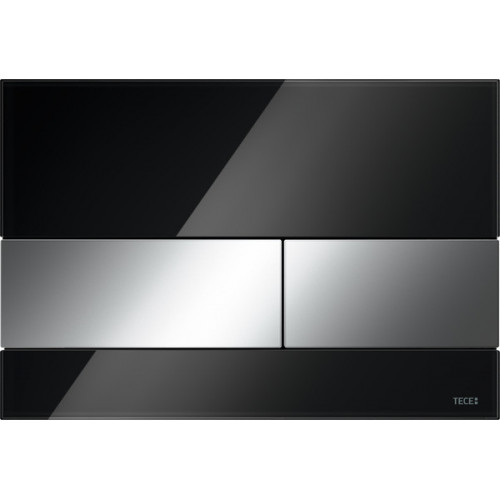 TECE Панель смыва унитаза TECEsquare, стекло черное, клавиши хром глянцевый, система двойного смыва