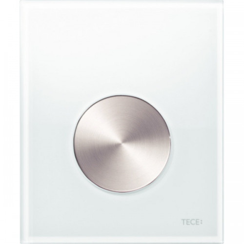 TECE Панель смыва TECEloop Urinal с картриджем для писсуара, стекло белое, клавиша нержавеющая сталь, сатин