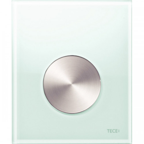 TECE Панель смыва TECEloop Urinal с картриджем для писсуара, стекло зеленое, клавиша нержавеющая сталь, сатин