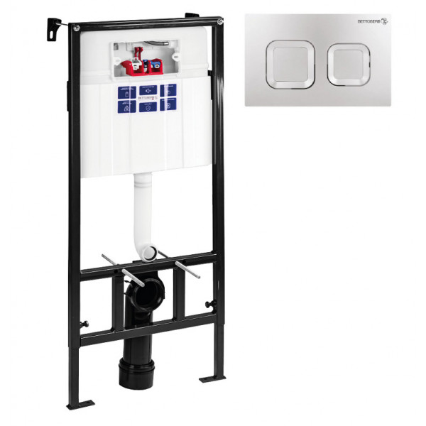 BETTOSERB СЕТ Инсталляция Sava Slim Superior + клавиша смыва хром матовый квадр. SMART