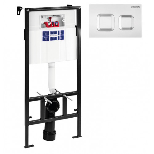BETTOSERB СЕТ Инсталляция Sava Slim Superior + клавиша смыва хром глянец квадр. SMART